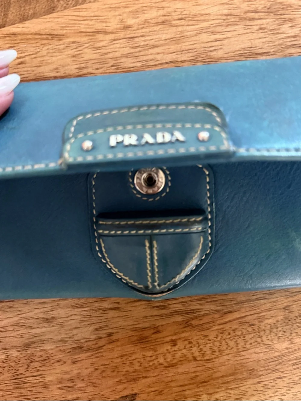 Prada Teal Blue Leather Women’s Wallet